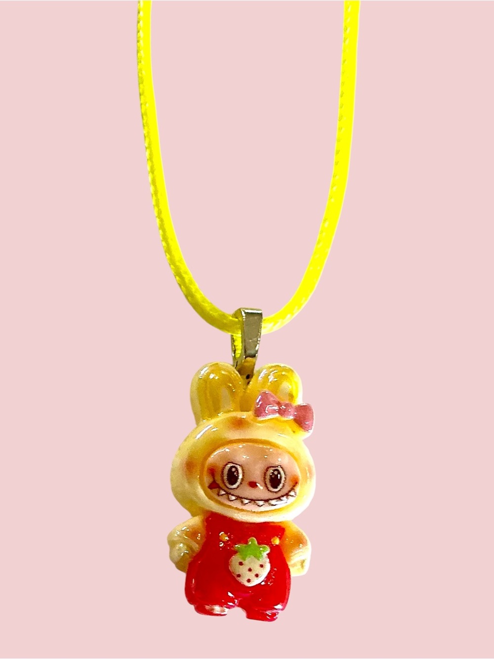 Lot of 6 Handmade Labubu Bunny Charm Necklaces on cords w/ extenders 1 of a kind - Picture 4 of 4